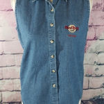 Hard Rock Cafe VINTAGE  EMBROIDERED CHICAGO DENIM BUTTON FRONT 90S TANK Photo 0