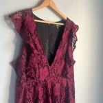 Lulus NEW  Molinetto Burgundy Lace Ruffled Tiered Sleeveless Maxi Dress Photo 5