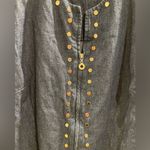 Nira Nira New York Blue Zipper Front Top with Silver Embellishments Size L Photo 3