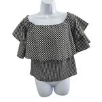 WAYF Gingham Pattern Ruffle Sleeves Off the shoulder Blouse Small preppy Photo 1