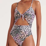 Veronica Beard 💋NWOT  Pink and Black Leopard One Piece Swimsuit with Cut Out, L Photo 0