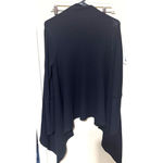 Splendid  Black Cardigan Sweater waffle knit waterfall Supima Modal sz M/L Photo 5