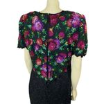 Laurence Kazar 1980s Lawrence Kazar Silk Beaded Floral Cocktail Dress large to XL Photo 5