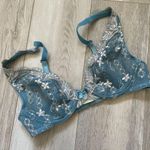 Frederick's of Hollywood Floral Bra plunge underwired womens Blue size 32B sheer Photo 0