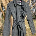 Sandro NWOT  Grey Trench Coat with Ruffled Collar Academia Gorpcore Shabby Chic Photo 0