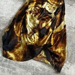 Gary Graham Dress Womens 8 Gold Black Silk Layered Raw Hems Edges Midi Art Photo 3