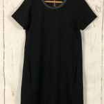 Madewell black shift tee dress leather trim Photo 3
