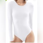Women's New White Long Sleeve Crewneck Thong Bodysuit M Size M Photo 0