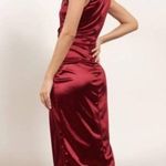 Lush Clothing Lush Satin Cutout Burgundy Cocktail MIDI Dress Photo 8