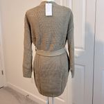 NWT Cozy Waffle Knit Crewneck Sweater Dress with Belt Tan Size Small Photo 7