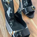 Tibi Black Print Silk Slingback Heels Sandals Shoes Size 6.5 Photo 5