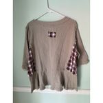 POL  Anthropologie Plaid L Gray  Wash Short Sleeve Thermal Tunic Top Shirt peplum Photo 6