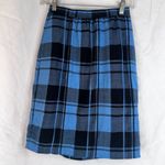 VTG Brian David Canada Tartan Plaid Skirt Blue Black Wool Blend Size Small Photo 5