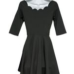 Lulus Tip the Scallops Black Scalloped Skater Dress Stretch Fit Flare Mini Small Photo 5