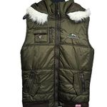Pennsylvania Embroidered Olive Green Faux Fur Trim Puffer Vest Size Medium Photo 0