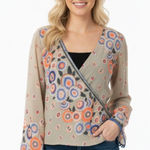 Moon Collection boho sheer floral bell sleeve top Photo 0