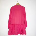 Pomander Place Ophelia Gauzy Beaded Long Sleeve Coverup Mini Dress Pink Large Photo 3