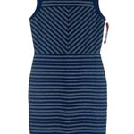 Merona NWT Sheath Dress Womens M Navy Gray Stripe Fitted Sleeveless Work Career Photo 0