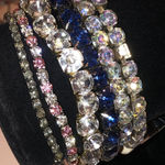 Elegant Multi Color Rhinestone Stretchy Boho Bracelet Set Blue Photo 1