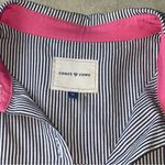 COURT & ROWE Blue and White Striped Shirt with Pink Collar Size M Photo 3