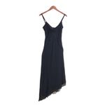 VTG 90's Y2K Black Beaded Silk Sleeveless Mesh Asymmetrical Cocktail Maxi Dress Size 8 Photo 1