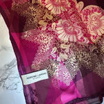 Adrienne Landau  Silk Scarf Square Large Purple Black Gold  Metallic Photo 9