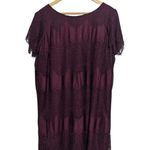 Sundance Northern Sky Dress Lace Short Sleeve Maroon Burgundy Scallop Womens XXL Purple Photo 1