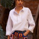 Farm Rio  Multicolored Crochet Denim Shorts Photo 0