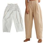 Anthropologie  Maeve Pants‎ Cream  Barrel Utility Wide leg Neutral sz. 4 EUC Photo 2
