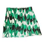 ZARA Womens Small Green Mini Skirt Geometric Jacquard High Waist A-line Retro Photo 0