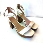 New Look Nordstrom Noanita-Lea Ivory Leather Platform Sandals Wood Block Heel Size 9.5M Photo 0