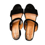 Sophia Milano 9 Black Suede Block Heel Leather Women's Sandals Made In Italy Italian Summer Shoes Photo 1