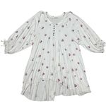 Free People  Winter Sun Floral Tunic Dress White Pink Small Oversized Boho Casual Photo 10