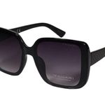 Tahari  Butterfly Oversized Sunglasses Shiny Black Frame Smoke Gradient Lens Photo 2