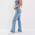 American Eagle Stretch '90s Bootcut Jean in Faded Indigo split hem long length Photo 1