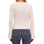 BAGATELLE COLLECTION Women's Ivory Scallop Neck Ribbed Flare Sleeve Sweater XL White Photo 1