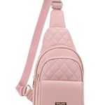NWT SUGU Emma Diamond Quilted Triple Compartment Crossbody Sling Bag Pink Photo 0