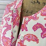 Sigrid Olsen  Floral Damask Cotton Silk Blazer Jacket Cream Pink 4 Snap Front‎ Photo 5