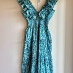 Anthropologie Love the Label Azalea Blue Ruffled Maxi Dress Size M Photo 1