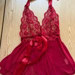 Women's Elegant Lacey Burgundy/Red Lingerie Babydoll w/Garters size Medium/Large Red Photo 2