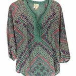 FIG & FLOWER Floral Boho Peasant Blouse Small Photo 0