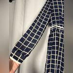 Jovonnista Navy Blue and White Checkered Long Sleeve Maxi Dress Size 4 Photo 7