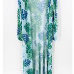 Unbranded Mesh Long Open Front Tropical Swim Cover Up Kimono Cardigan Large Green Photo 0