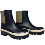 Tory Burch NEW  Hurricane Rain Boots Size 7 Black White Olive Green Wellington Photo 0