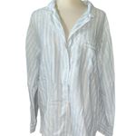 Victoria's Secret Victoria’s Secret sleep shirt button down striped long sleeves rhinestones Sz LG Photo 0