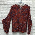 Gypsies & Moondust  Multi Color Floral Thin peasant Blouse‎ with keyhole Size M Photo 1