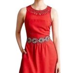 Maeve Anthroplogie Womens Lattice Neck A-line Dress Red Sleeveless Size 6 Photo 0