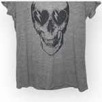 Chaser new  ☻︎ Heart Eye Skull Draped Open Cross Back Tee T Shirt ☻ ︎Heather ☻︎ L Photo 6