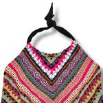 Aqua Green  Womens Tankini Swimsuit Top Geo Print Handkerchief Hem Halter Medium Photo 1