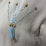 Bahar Linen 3 Quarter Sleeve Button Up Tapered Beaded Shirt Dress Womens 2 Blue Photo 8